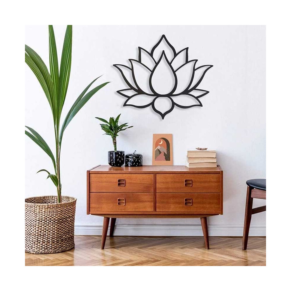 Lotus Flower Wall Decor, Yoga Wall Art, Zen Wall Hanging, Yoga Decor, Black Metal Wall Decor, Spiritual Wall Sign, Boho Bedroom Wall Decor
