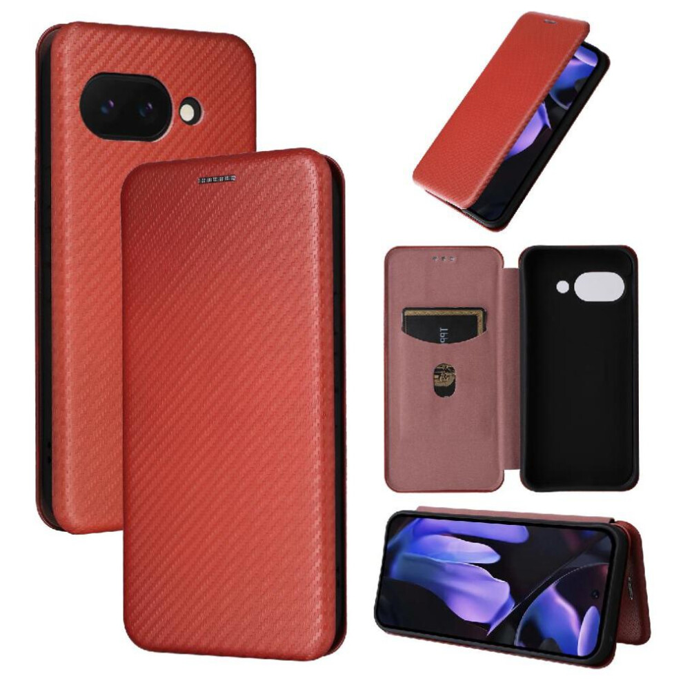 (Brown) Google Pixel 9A Flip Case With Card Holder Brown 764549365968