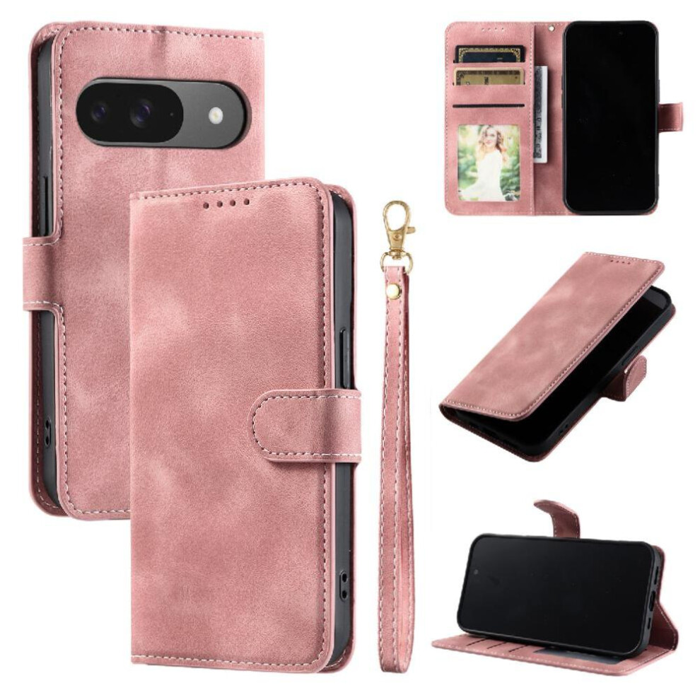 (Pink) Flip Case For Google Pixel 9 Wallet Card Slots Pink 764549366415