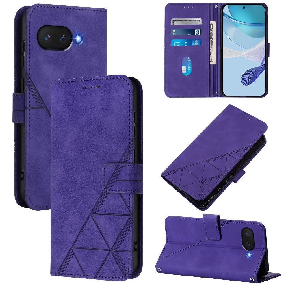 (Purple) Case For Google Pixel 9A Wallet Cover Pu Leather Purple 764549366552