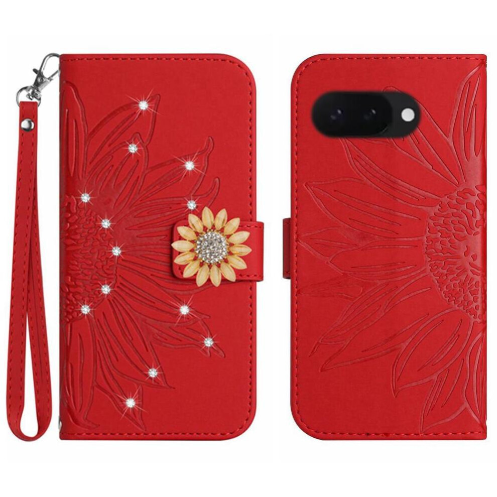 (Red) Flip Case For Google Pixel 9A Flip Wallet Credit Red 764549367443