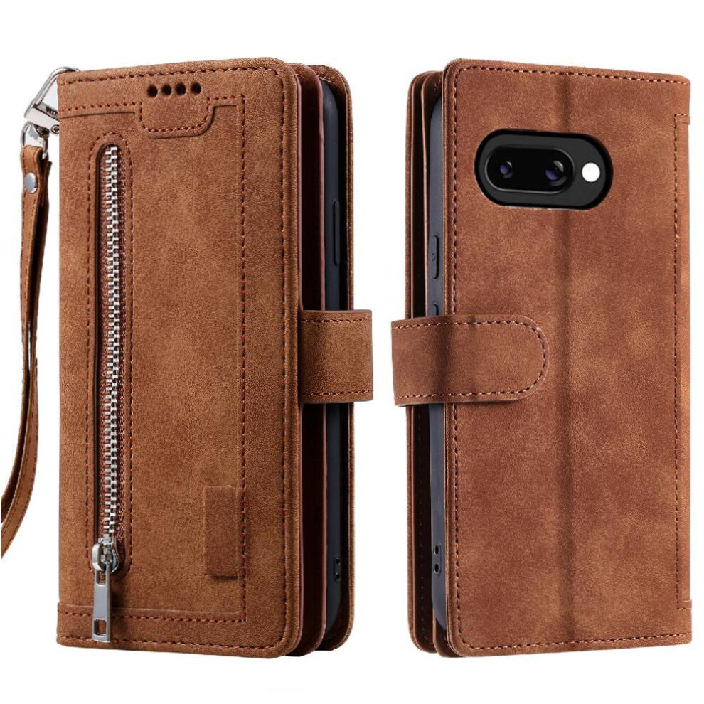(Brown) Flip Case For Google Pixel 9A Wallet Pu Leather Brown 764549367566
