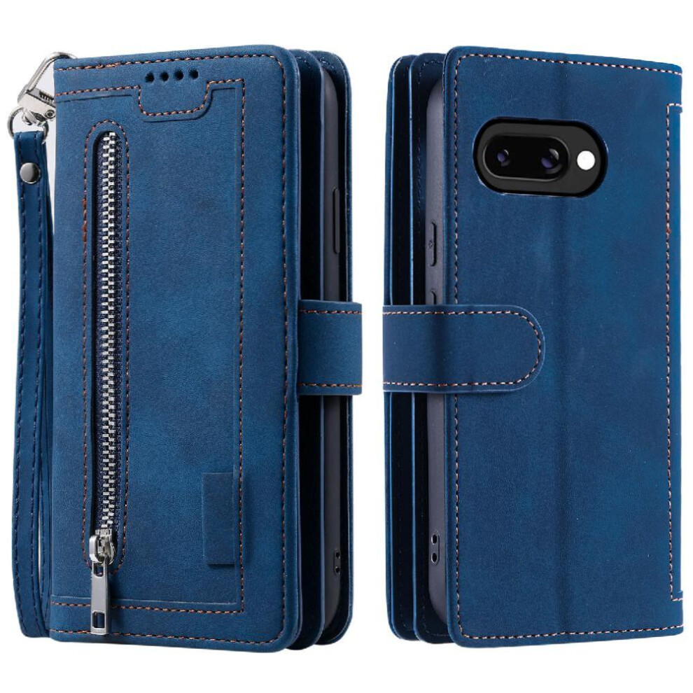 (Blue) Flip Case For Google Pixel 9A Wallet Pu Leather Blue 764549367535