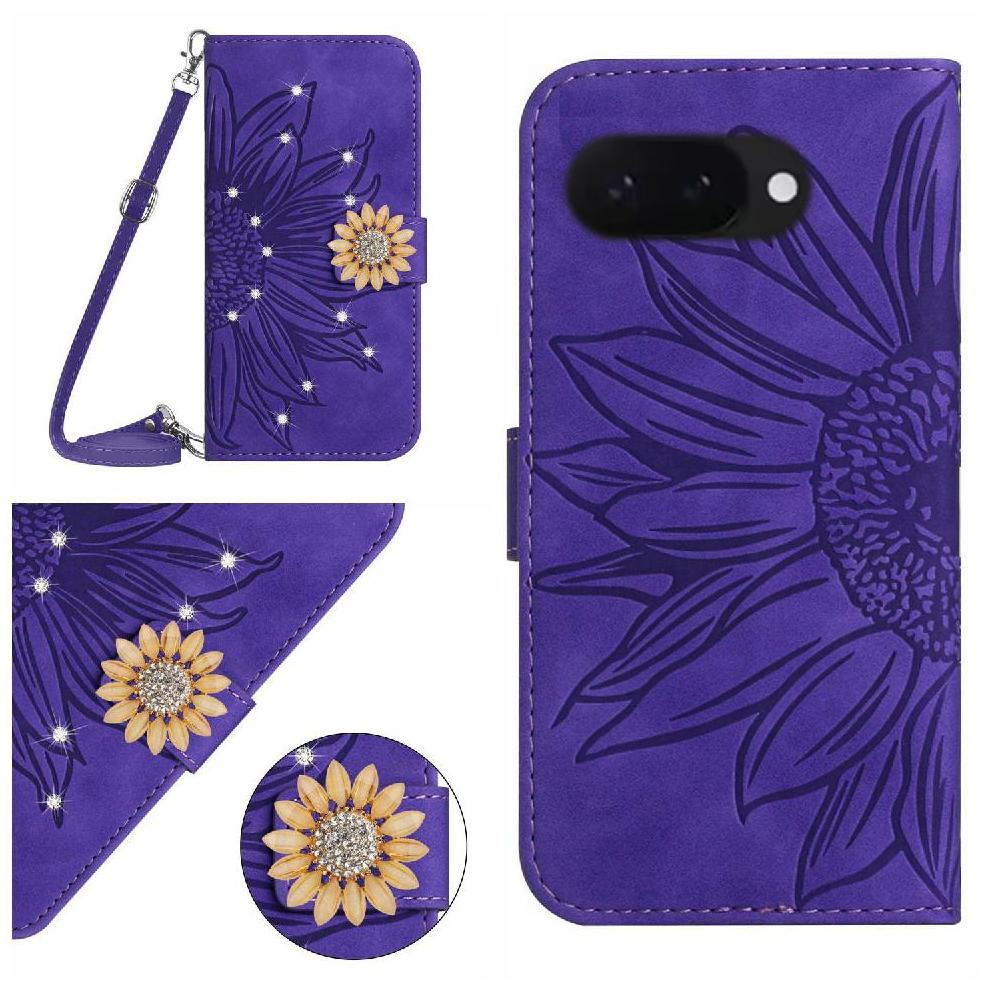 ( Violet) Flip Case For Google Pixel 9A Sunflower Dark 764549367665