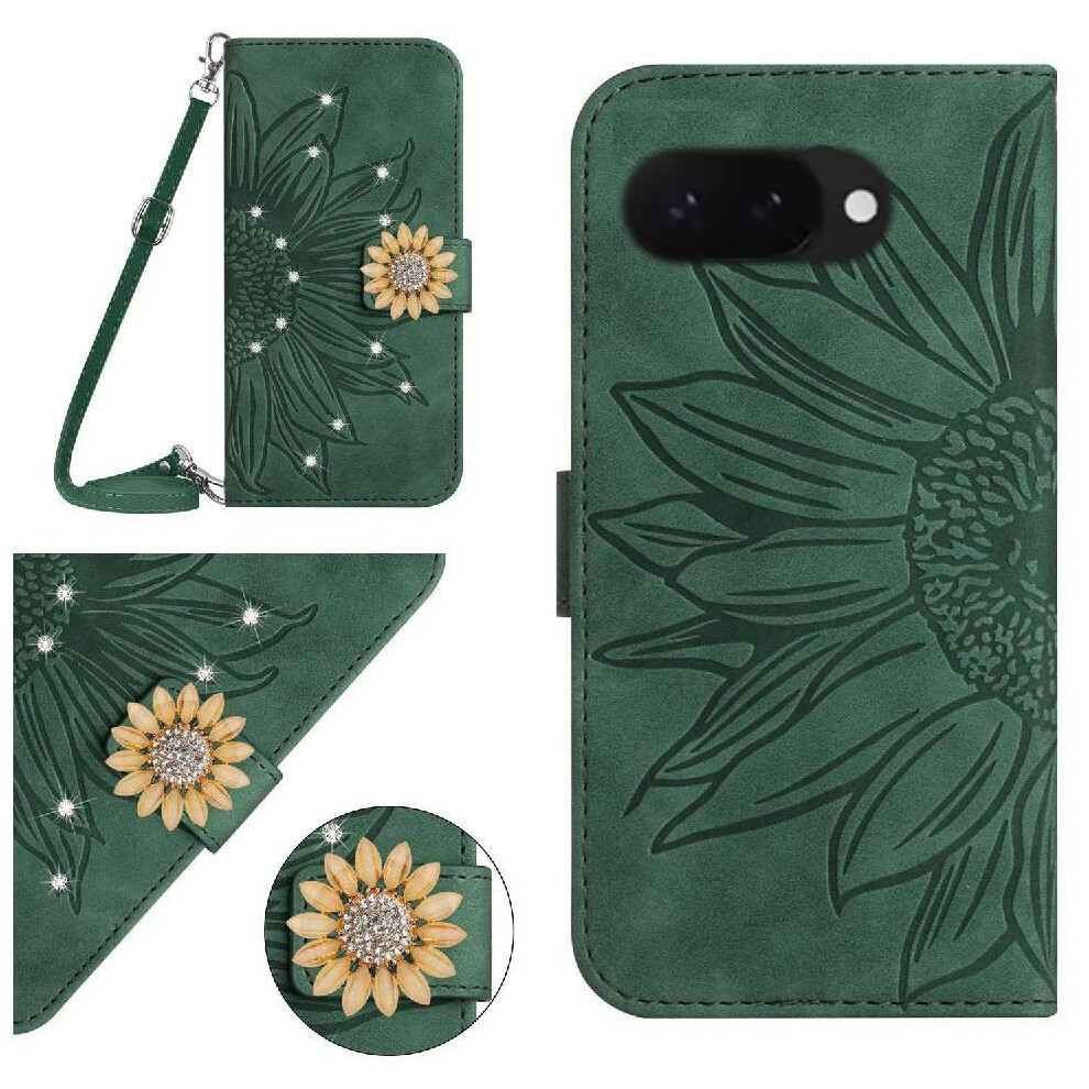 (Green) Flip Case For Google Pixel 9A Sunflower Green 764549367634