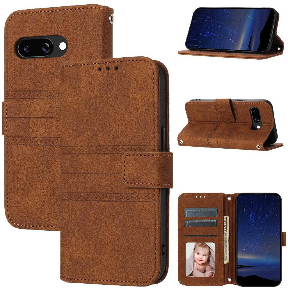 (Brown) Flip Case For Google Pixel 9A Wallet Case Pu Leather Magnetic Closure Kickstand Shockproof Protective Brown 764549367993