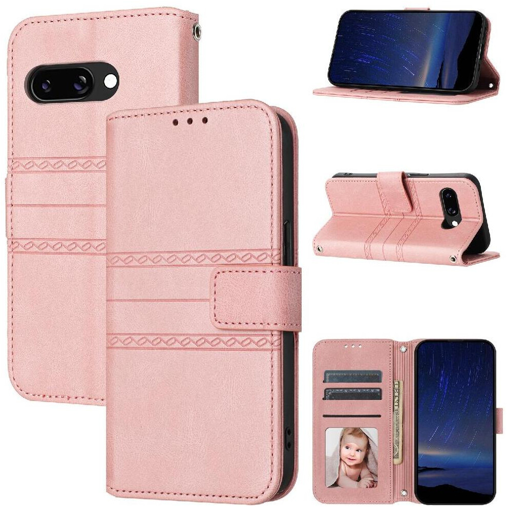 (Pink) Flip Case For Google Pixel 9A Wallet Case Pu Leather Magnetic Closure Kickstand Shockproof Protective Pink 764549367979