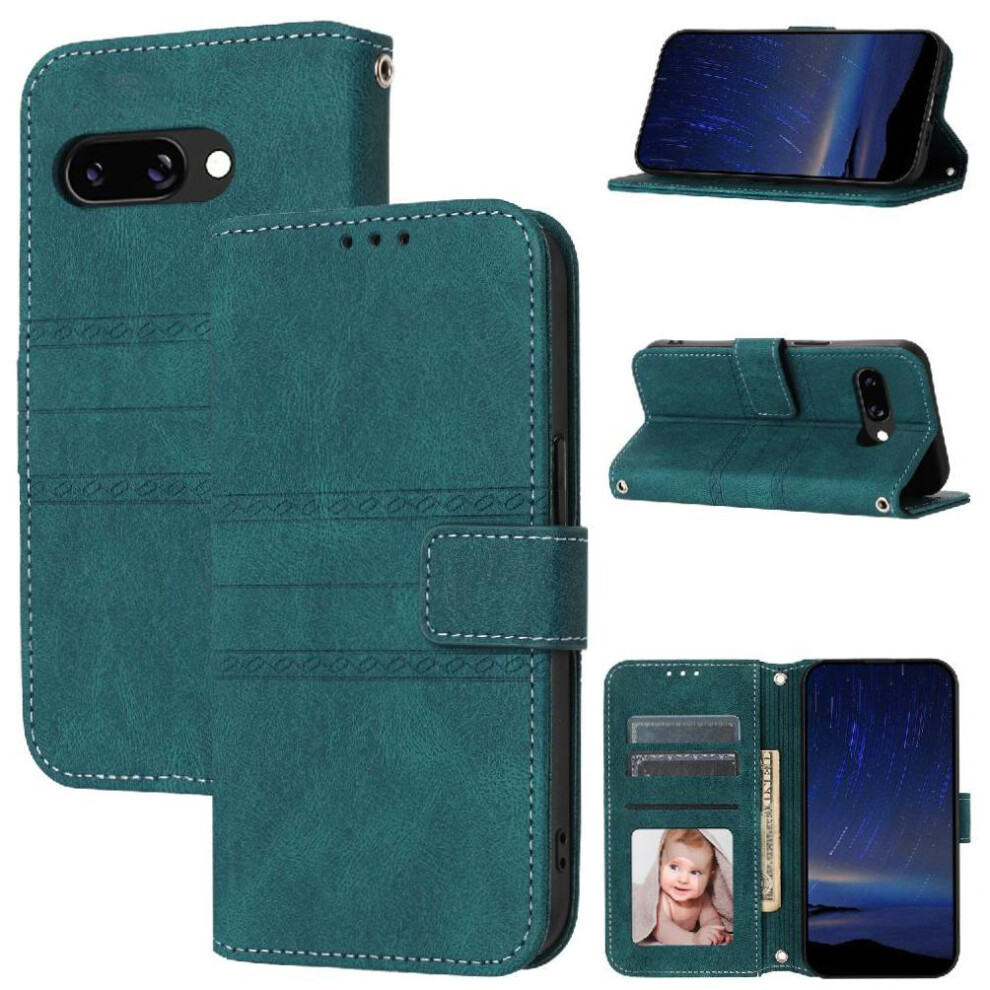 (Green) Flip Case For Google Pixel 9A Wallet Case Pu Leather Magnetic Closure Kickstand Shockproof Protective Green 764549368006