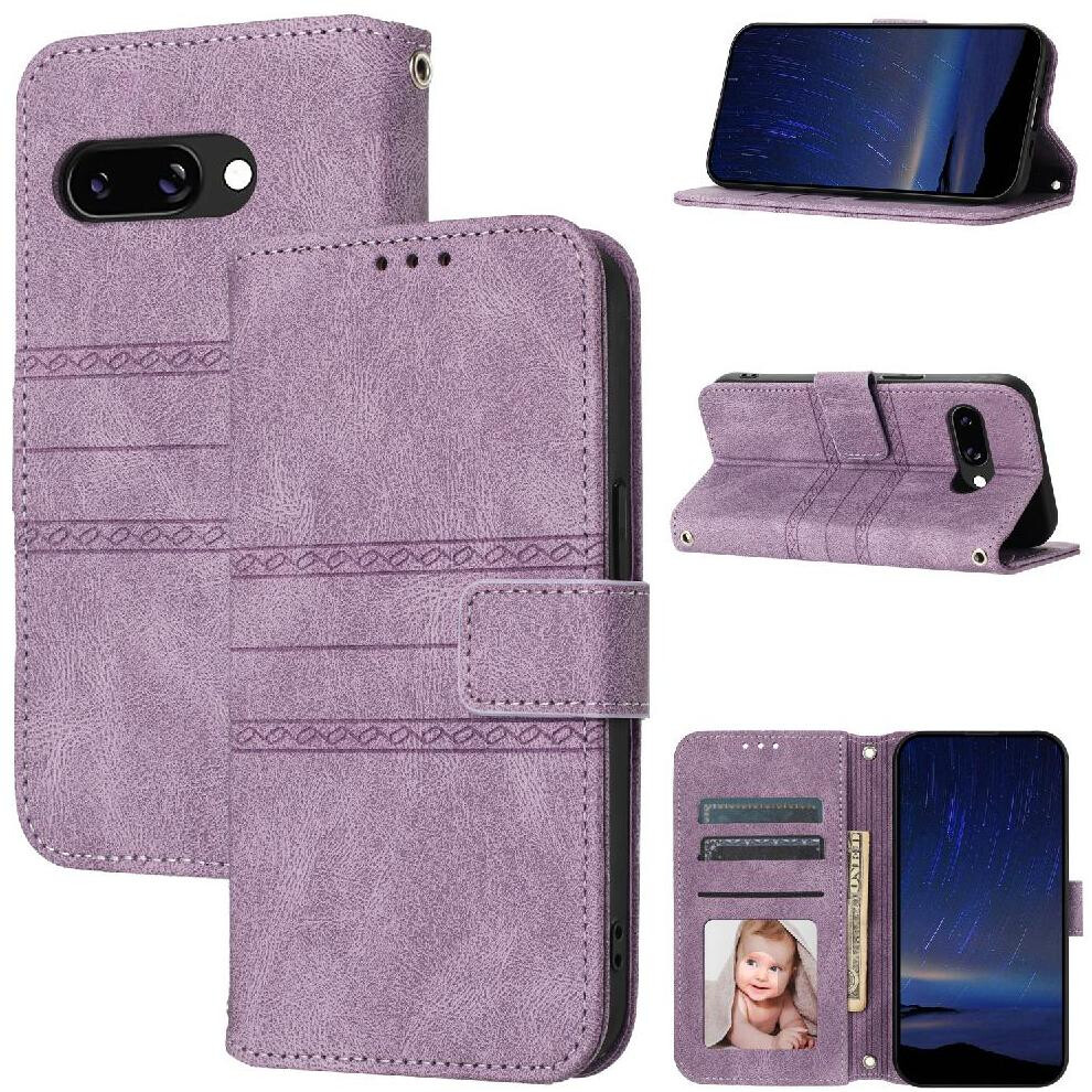 (Purple) Flip Case For Google Pixel 9A Kickstand Shockproof Protective Pu Leather Magnetic Closure Wallet Case Purple 764549368075