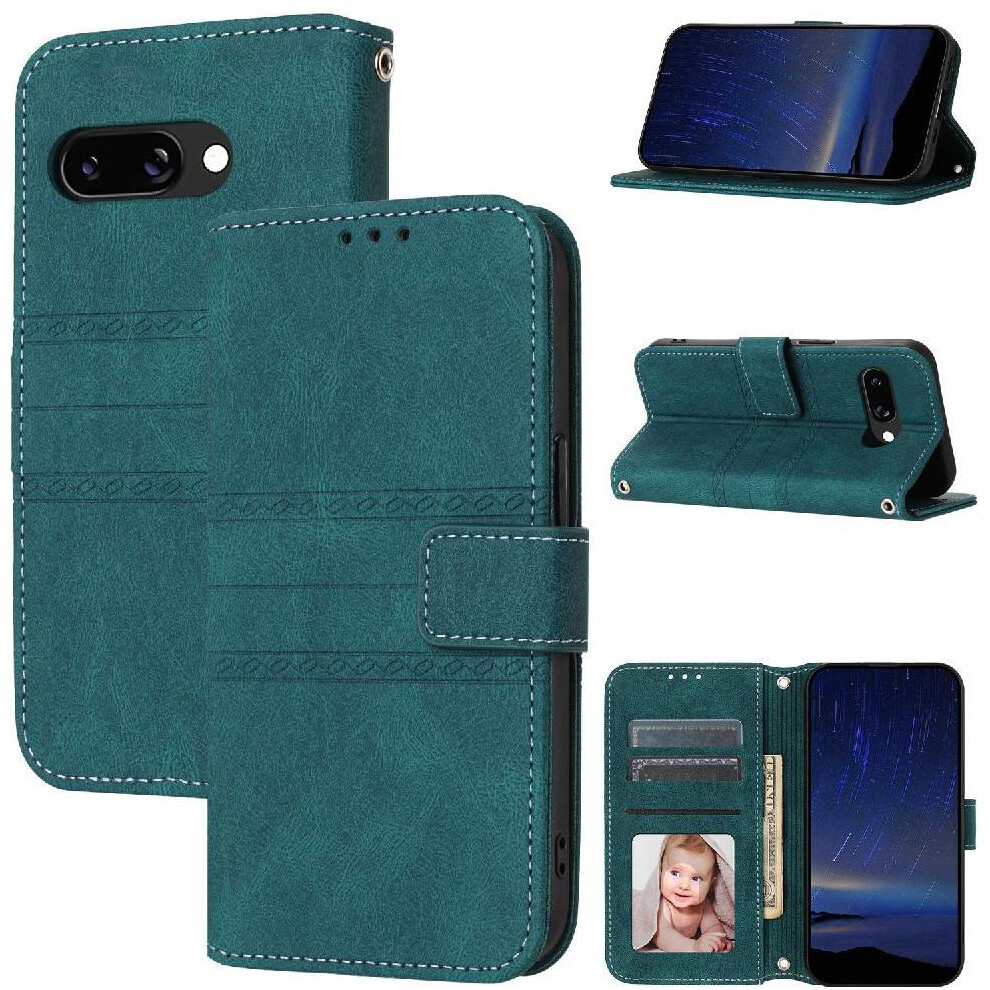 (Green) Flip Case For Google Pixel 9A Kickstand Shockproof Protective Pu Leather Magnetic Closure Wallet Case Green 764549368068