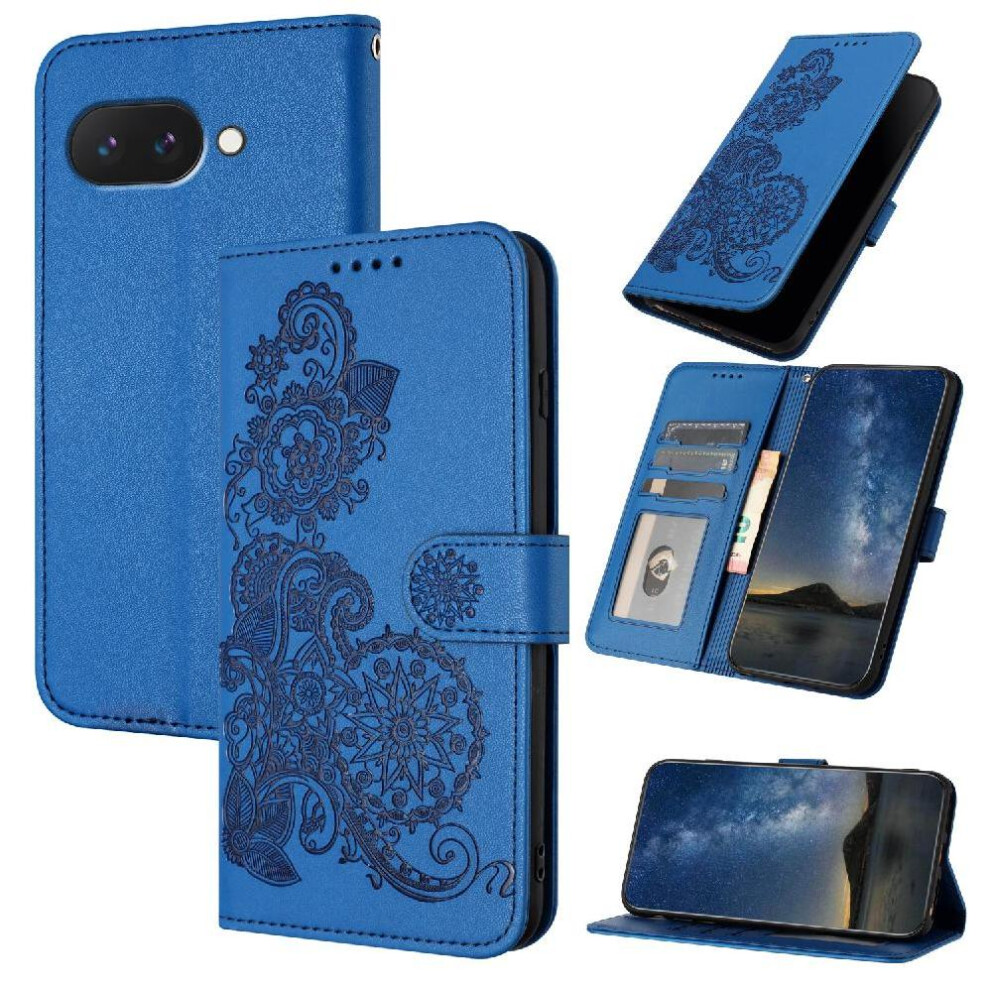 (Blue) Flip Case For Google Pixel 9A Flip Folio Book Kickstand Protective With Card Slot Stand Pu Leather Magnetic Closure Blue 764549368167