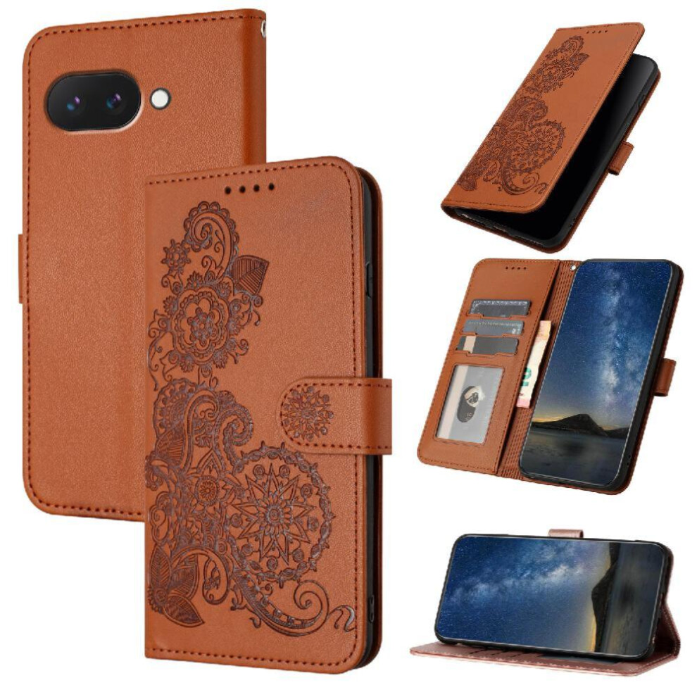 (Brown) Flip Case For Google Pixel 9A Flip Folio Book Kickstand Protective With Card Slot Stand Pu Leather Magnetic Closure Brown 764549368198