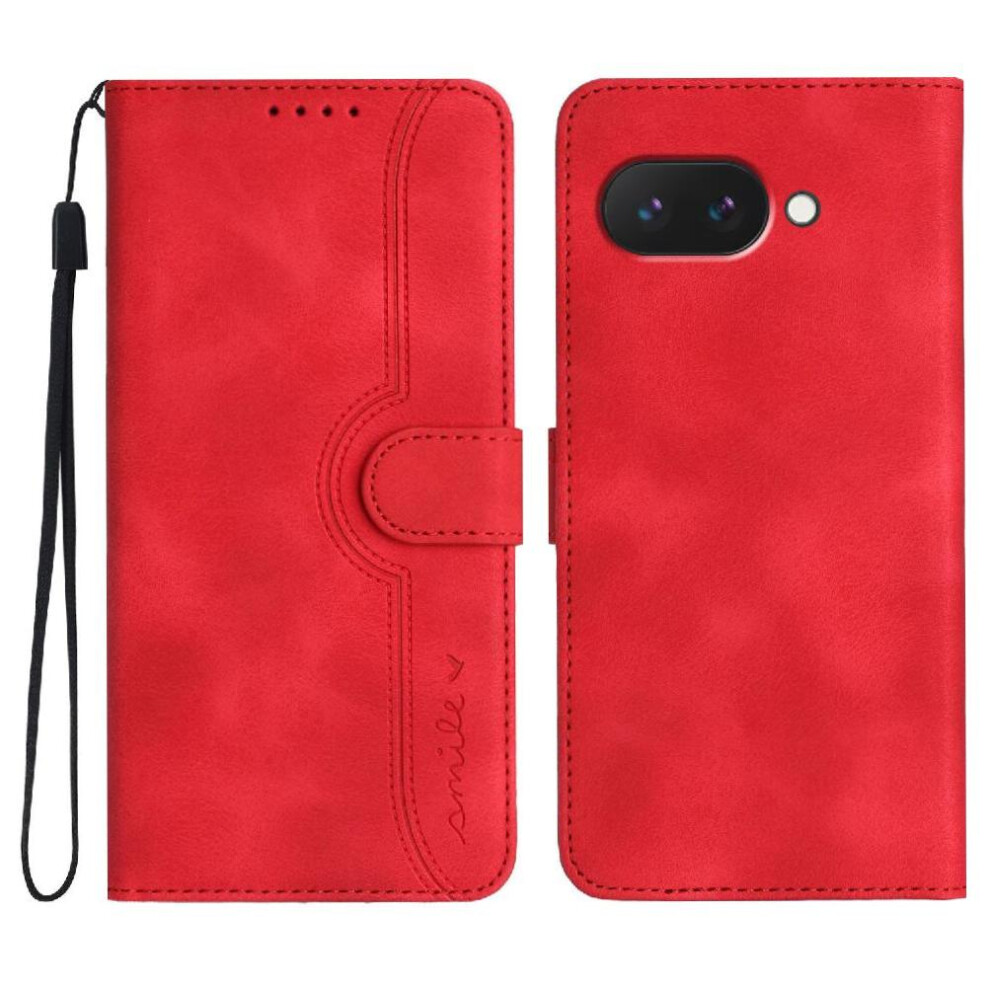 (Red) Compatible With Google Pixel 9A Premium Pu Built-In Magnet Cover Wallet Red 764549368365