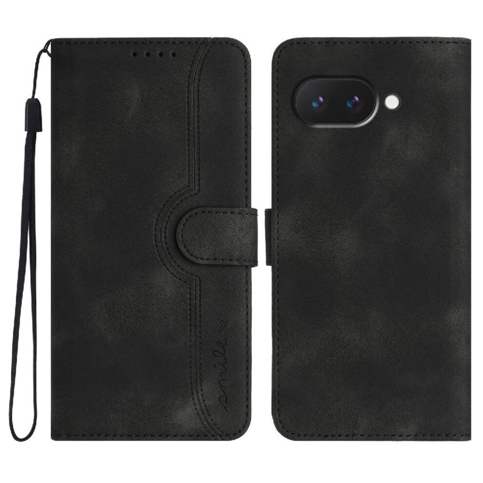 (Black) Compatible With Google Pixel 9A Premium Pu Built-In Magnet Cover Wallet Black 764549368396
