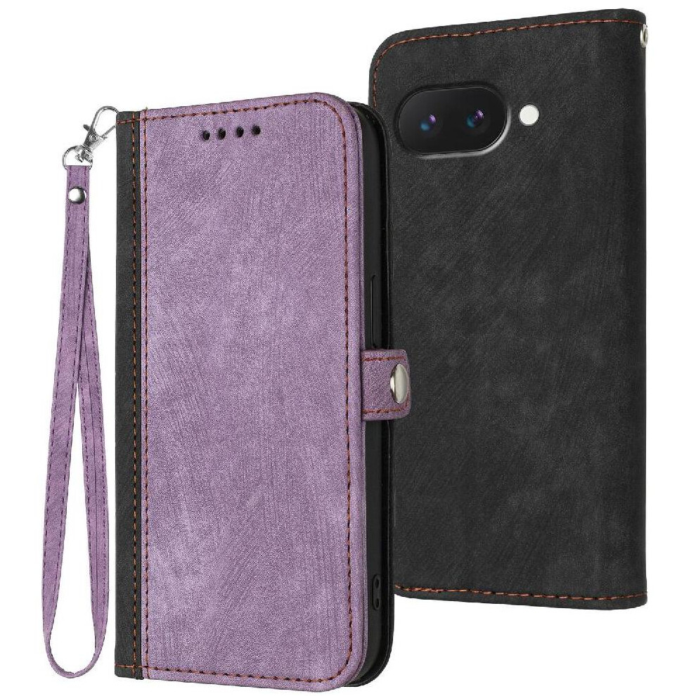 (Purple) Case For Google Pixel 9A Flip Folio Book Pu Leath Purple 764549368655