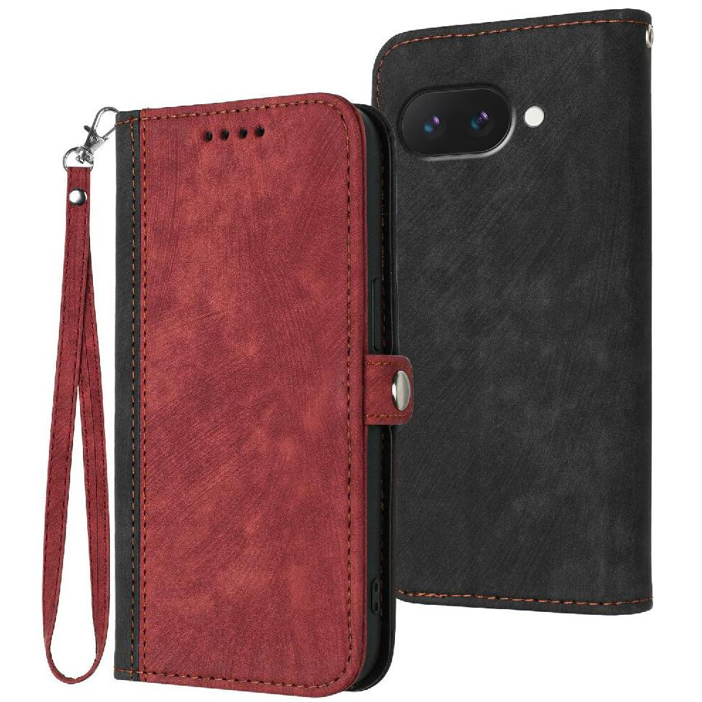 (Red) Case For Google Pixel 9A Flip Folio Book Pu Leath Red 764549368679