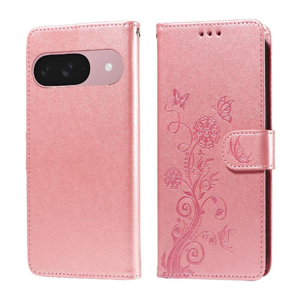 (Rose ) Flip Case For Google Pixel 9A Cardslots Flip Leat Gold 764549368891