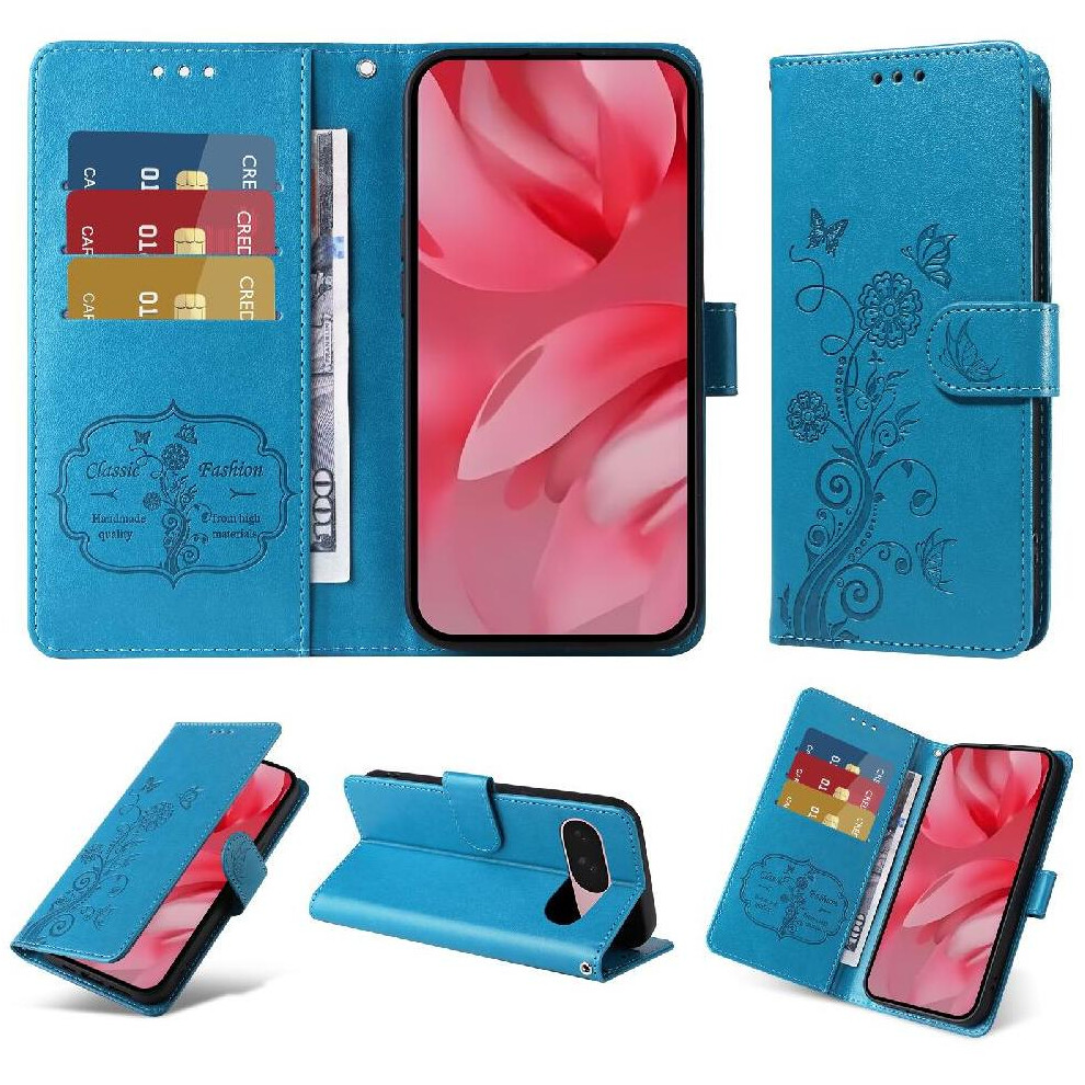 (Blue) Flip Case For Google Pixel 9A Cardslots Flip Leat Blue 764549368877