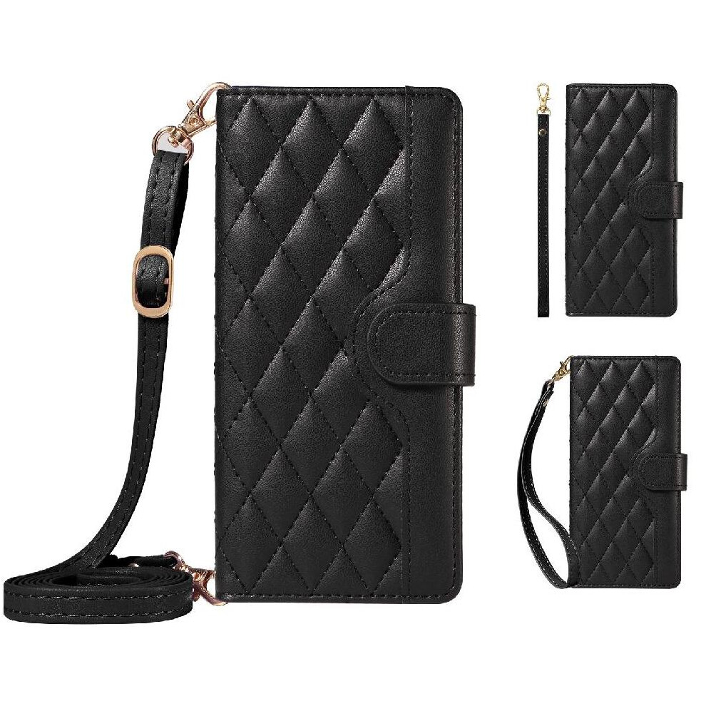 (Black) Flip Case For Google Pixel 9A Lattice Flip Folio Black 764549368914