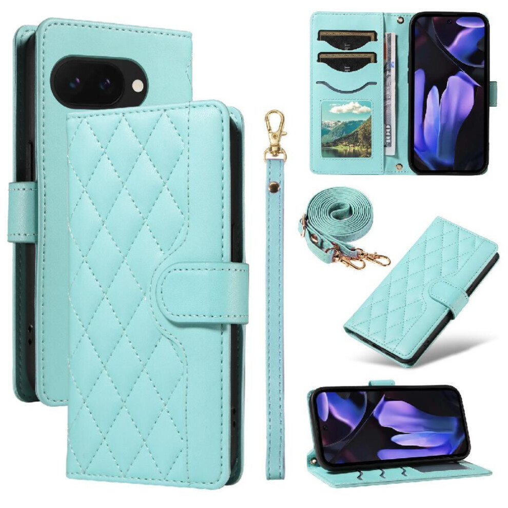 (Green) Flip Case For Google Pixel 9A Lattice Flip Folio Green 764549368969