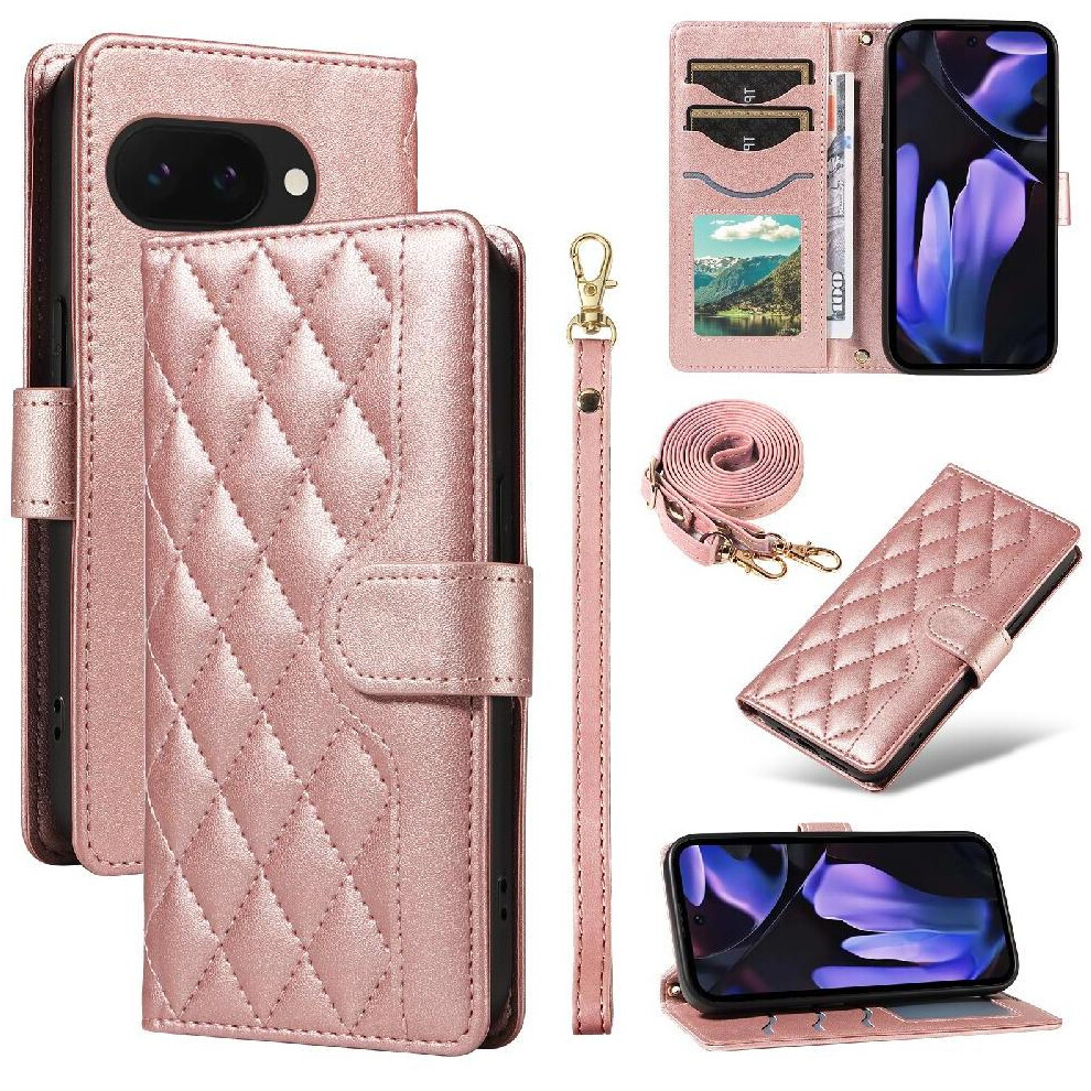 (Pink) Flip Case For Google Pixel 9A Lattice Flip Folio Pink 764549368907