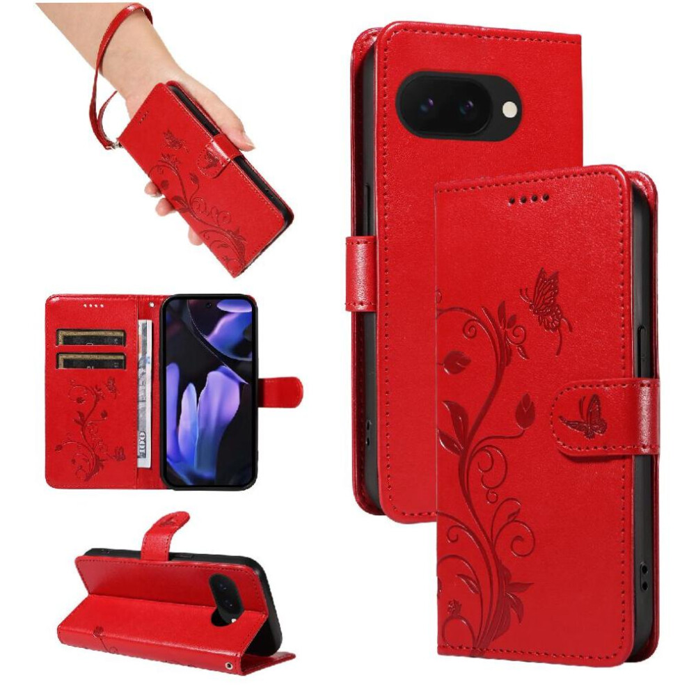 (Red) Case For Google Pixel 9A With Hand Strap And Card Red 764549369362