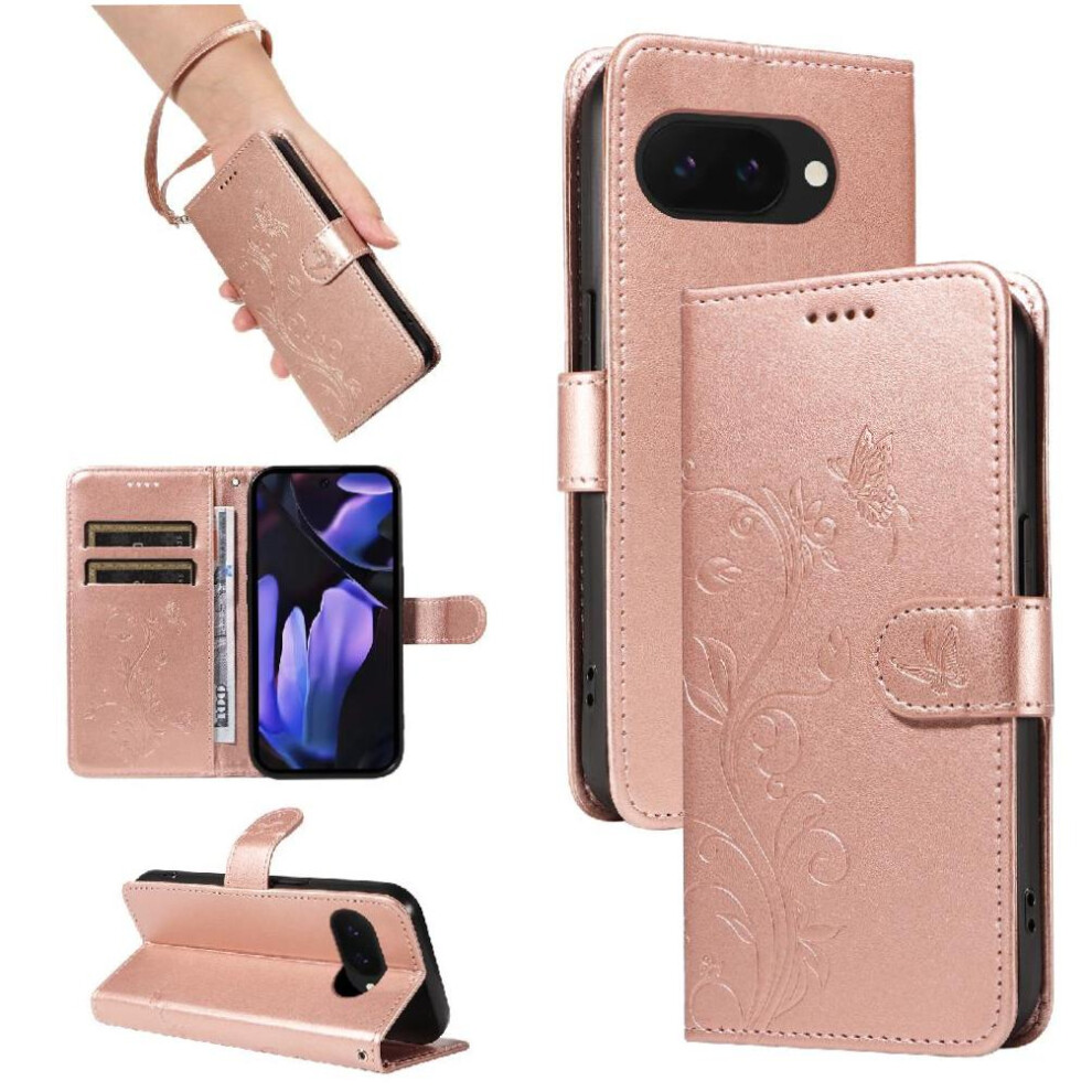 (Pink) Case For Google Pixel 9A With Hand Strap And Card Pink 764549369386