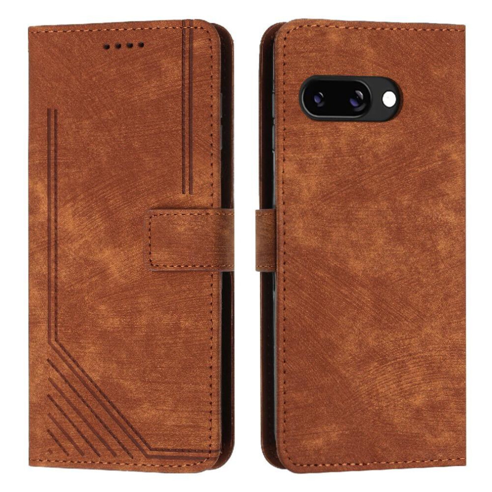 (Brown) Flip Case For Google Pixel 9A Kickstand Card Inse Brown 764549369690