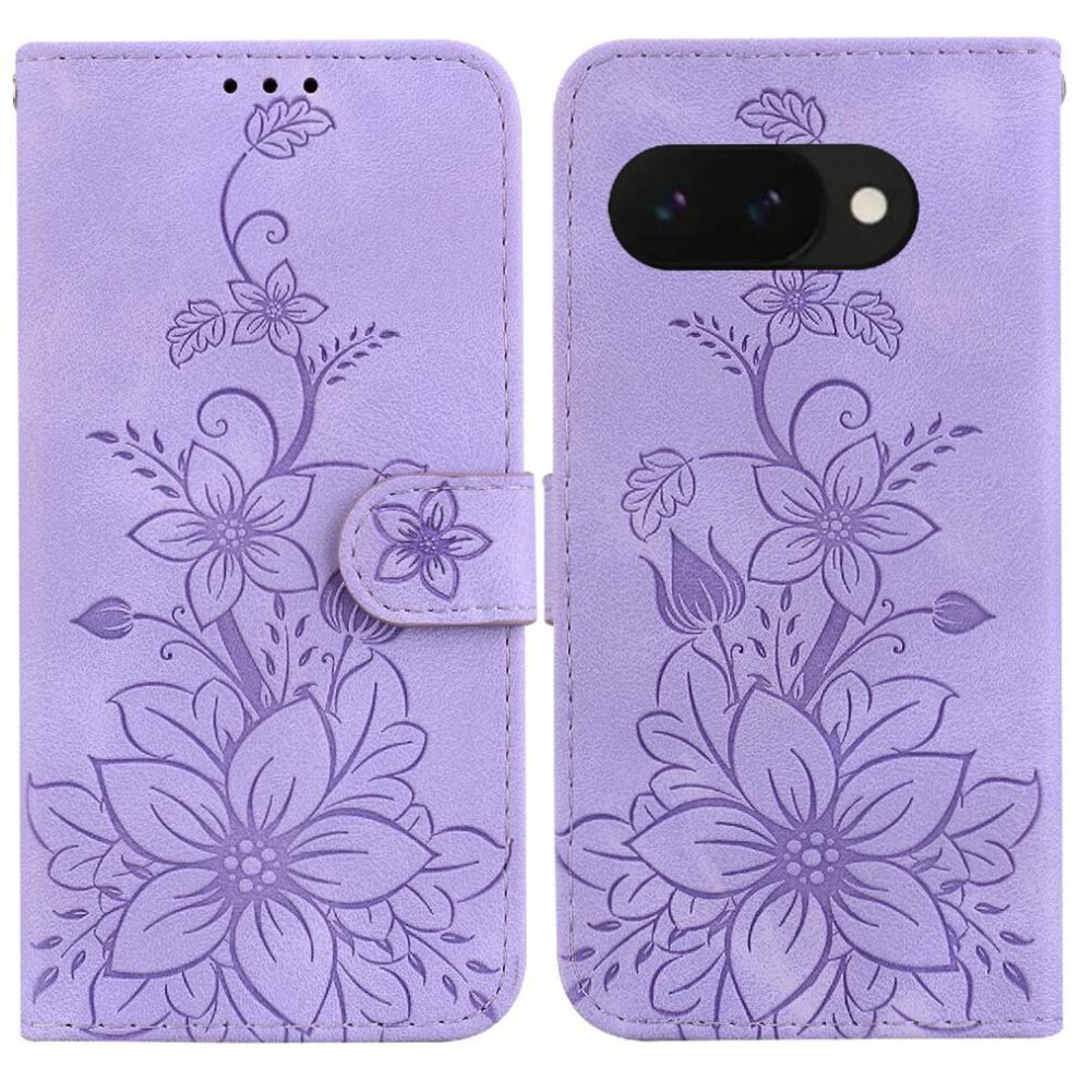 (Purple) Flip Case For Google Pixel 9A Wallet Magnetic Kic Purple 764549370801