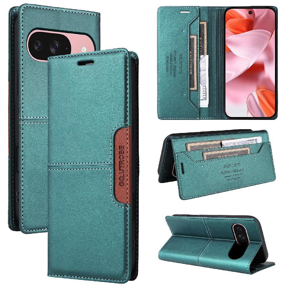 (Green) Google Pixel 9 Pro Wallet Flip Case Rfid Blocking Green 764549370948