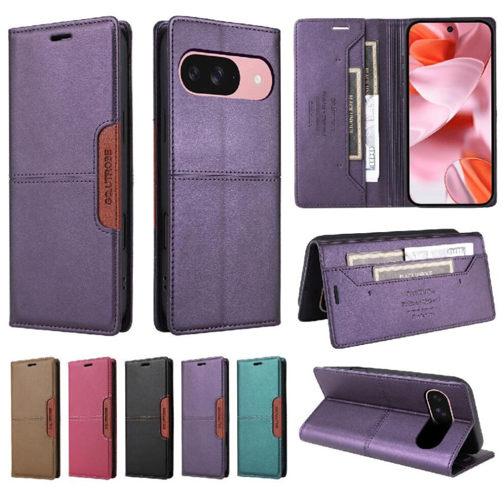 (Purple) Flip Case For Google Pixel 9 Rfid Blocking Wallet Purple 764549371037