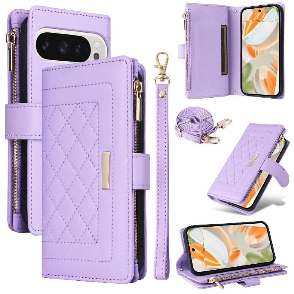 (Purple) Google Pixel 9 Pro Flip Case With Wallet Slots Purple 764549371501