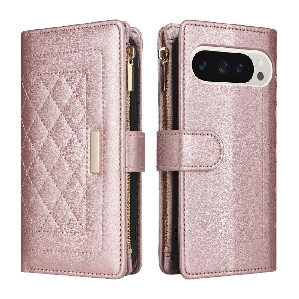 (Rose ) Google Pixel 9 Pro Flip Case With Wallet Slots Gold 764549371495