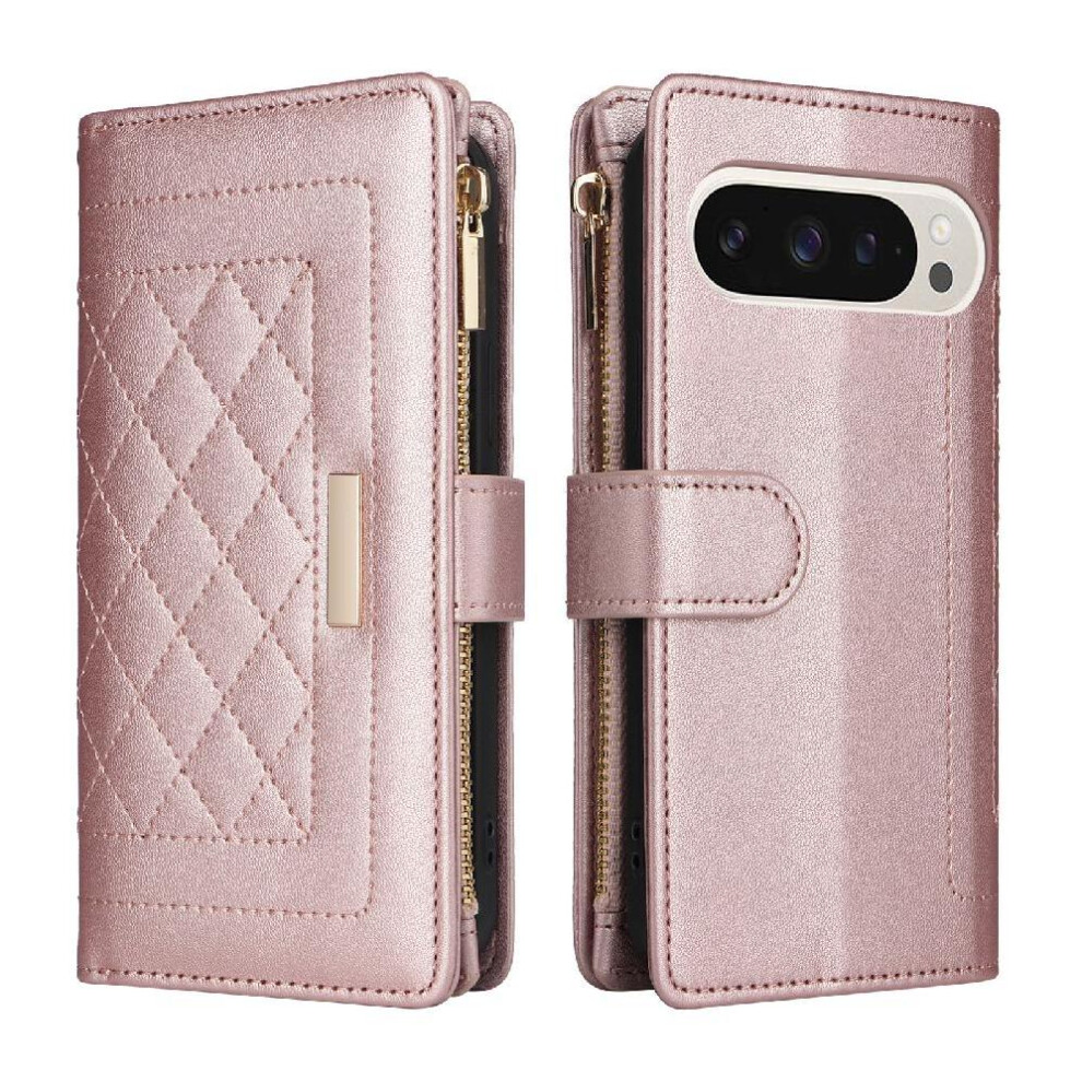 Photos - Case Flip for Google Pixel 9 Wallet Strap Card Sl(Rose Gold )