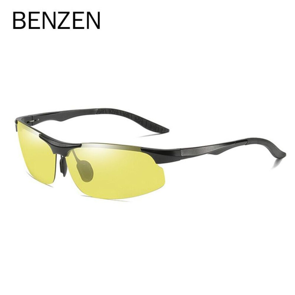 (black) Benzen Photochromic Polarized Sunglasses Men Aluminum Magnesium Driving Glasses Male Day Night Vision Driver Goggles 9518