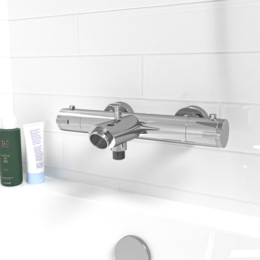 Nes Home Wall Mounted Thermostatic Chrome Bath Filler Shower Mixer Tap