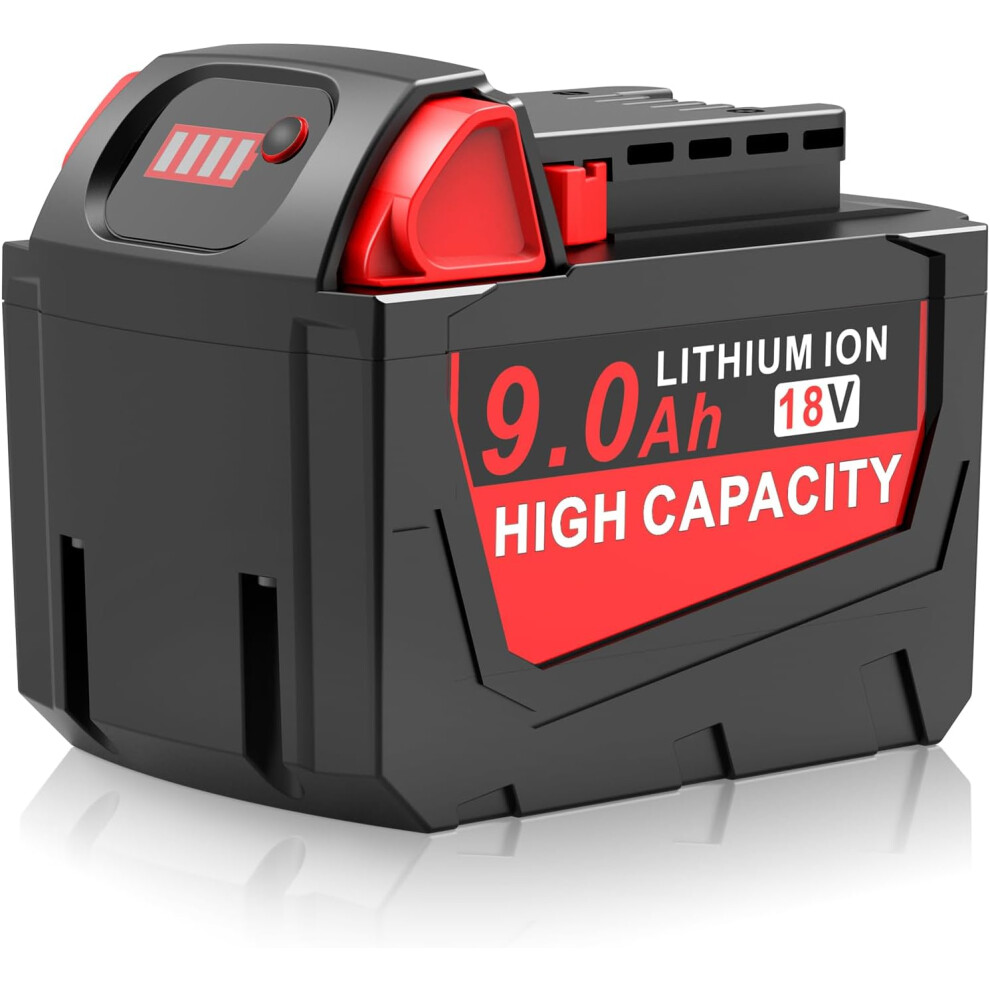 (PACK OF 1) Rigwig 18V 9.0Ah Tool Battery Replacement for Milwaukee Cordless Power Tools MK-18 48-11-1840 48-11-1828 48-11-1815 48-11-1850 2646-22CT Battery