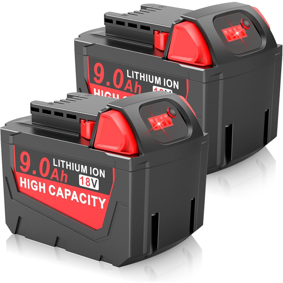 (PACK OF 2) Rigwig 18V 9.0Ah Tool Battery Replacement for Milwaukee Cordless Power Tools MK-18 48-11-1840 48-11-1828 48-11-1815 48-11-1850 2646-22CT Battery