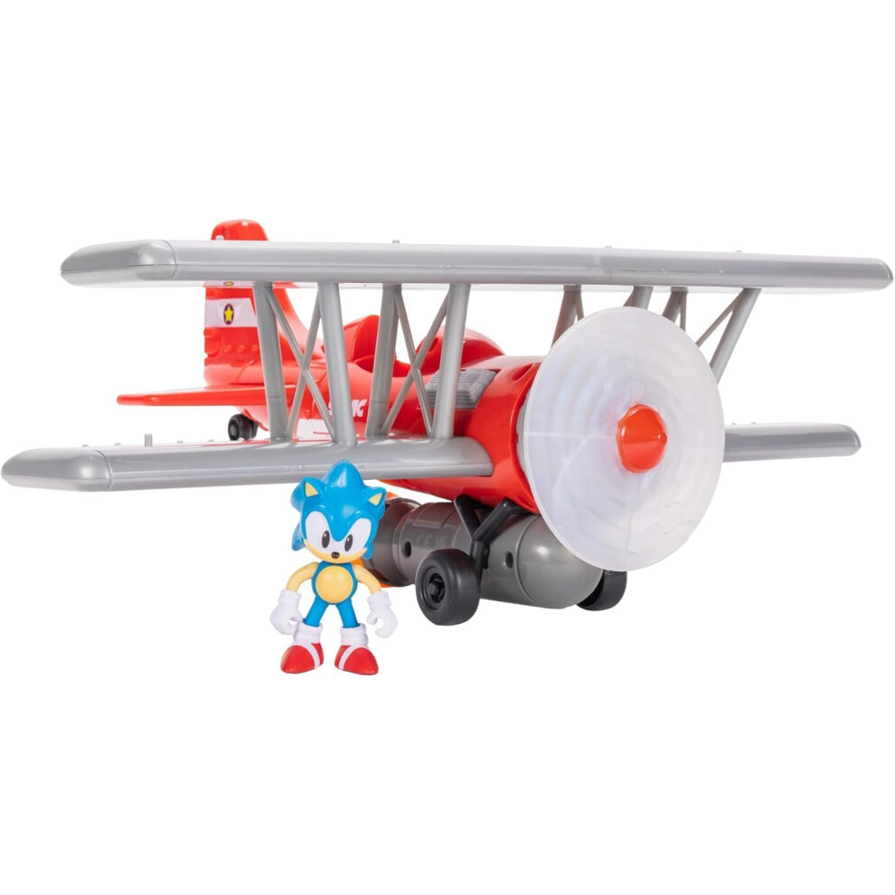 Sonic The Hedgehog Jakks Pacific, Set Da Gioco Biplano Tornado, Include Action Figure Di Sonic Da 6 Cm, Elica Rotante, Fiamma Accesa, 6 Effetti Sonori, Gioco Dinamico Basato Sul Movimento-image