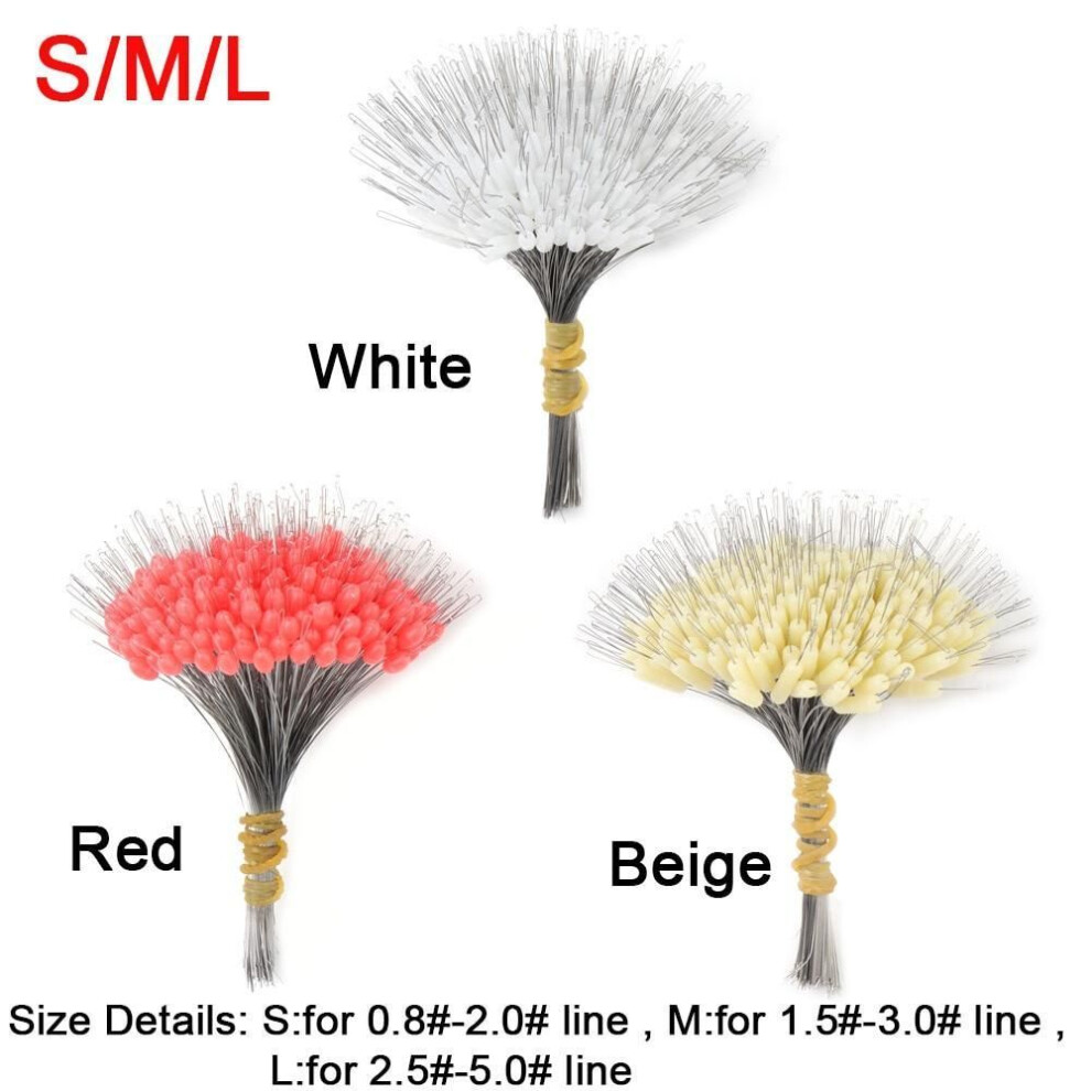 (white, M) 300Pcs Silicon Space Bean Profession Fishing Float Resistance Anti-Strand Fish Line Fishing Gear Connector Stopper 0.8/1.5/2.5#