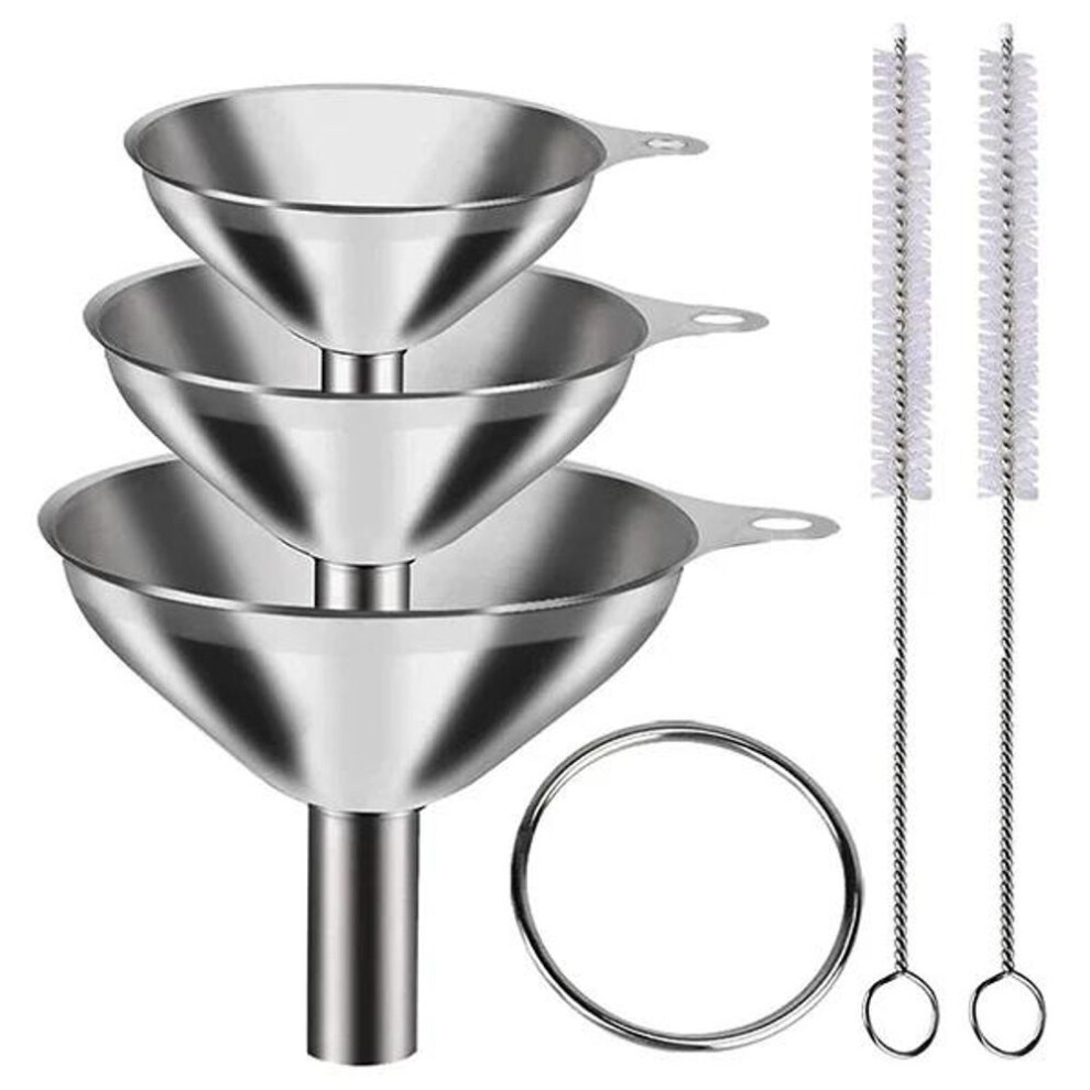 (5pcs) 3/5 Pcs Stainless Steel Kitchen Funnels Set Food Grade Metal Funnels For Filling Bottles Small Funnels For Essential Oil Spices