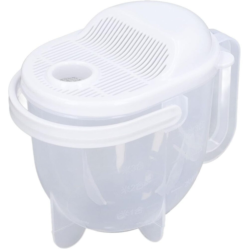 (white) Wikhostar 14 Oz Rice Washer Plastic Grain Rice Washing Bowl With Scale Vegetable Fruit Cleaning Tool Strainer Kitchen Colander With Handle