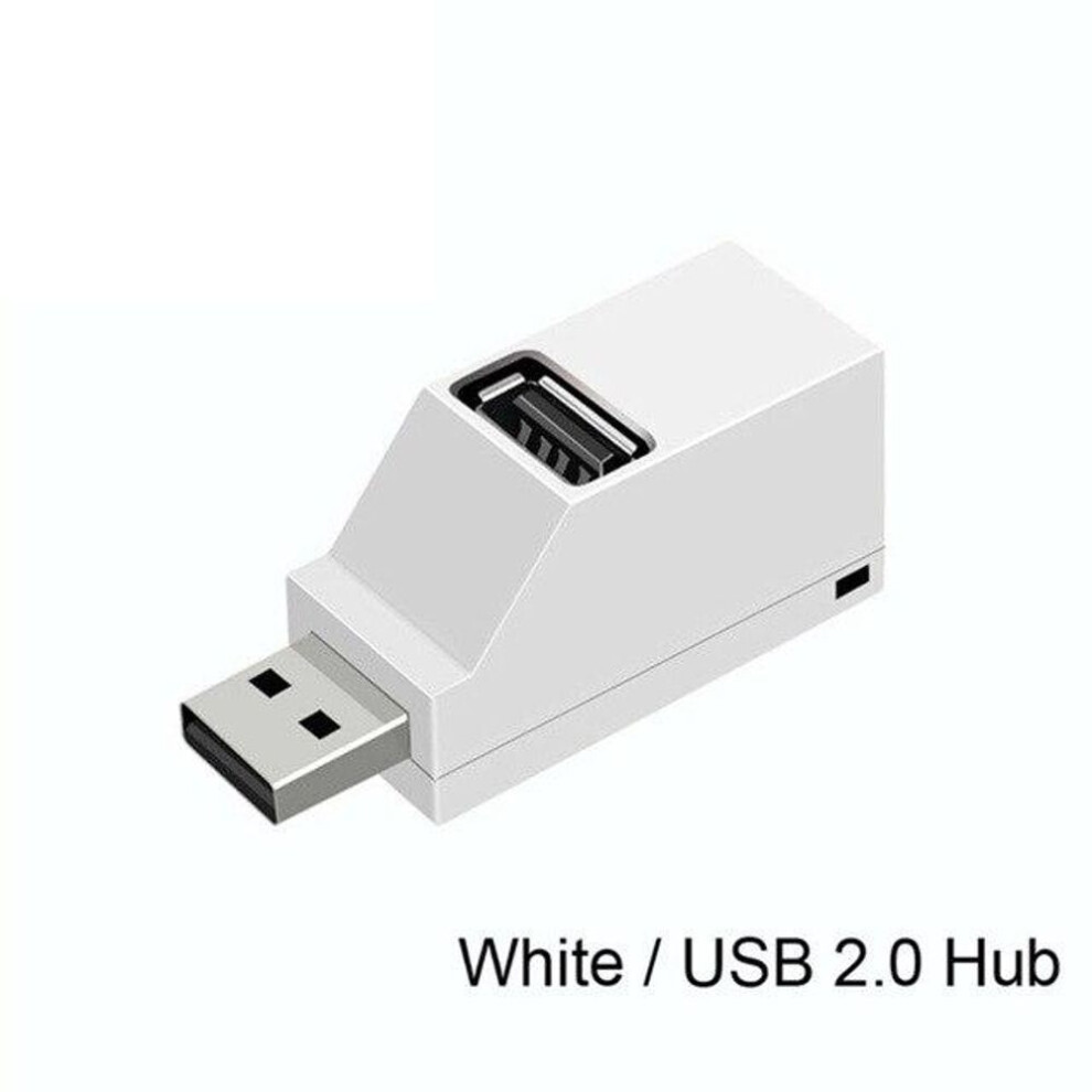(white, USB 2.0) Usb 3.0 Hub Adapter Extender Mini Splitter Box 3 Ports For Pc Laptop Macbook Mobile Phone High Speed U Disk Reader