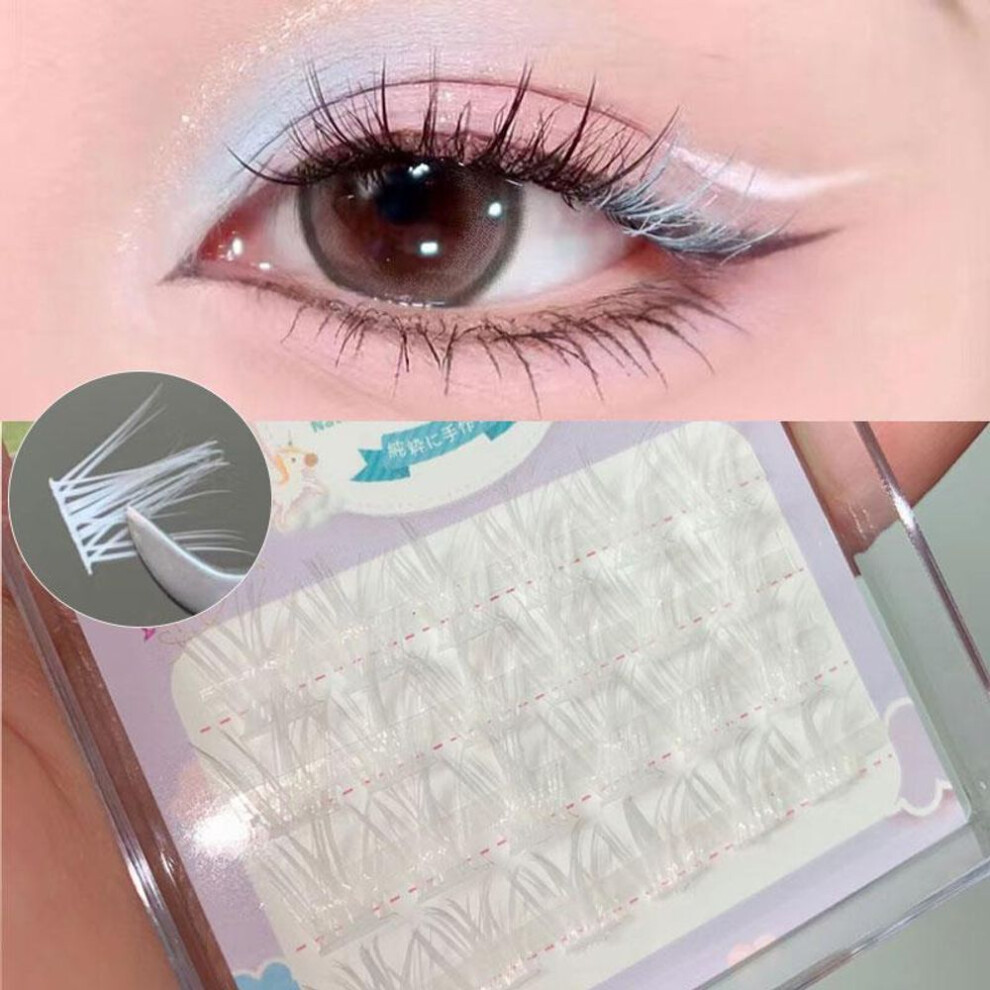 (white) Pink/White/Blue/Purple Colored Eyelash Clusters Lashes Colored False Eyelashes Natural Long Lashes Extension Eye Makeup