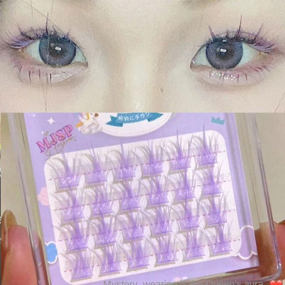 (purple) Pink/White/Blue/Purple Colored Eyelash Clusters Lashes Colored False Eyelashes Natural Long Lashes Extension Eye Makeup