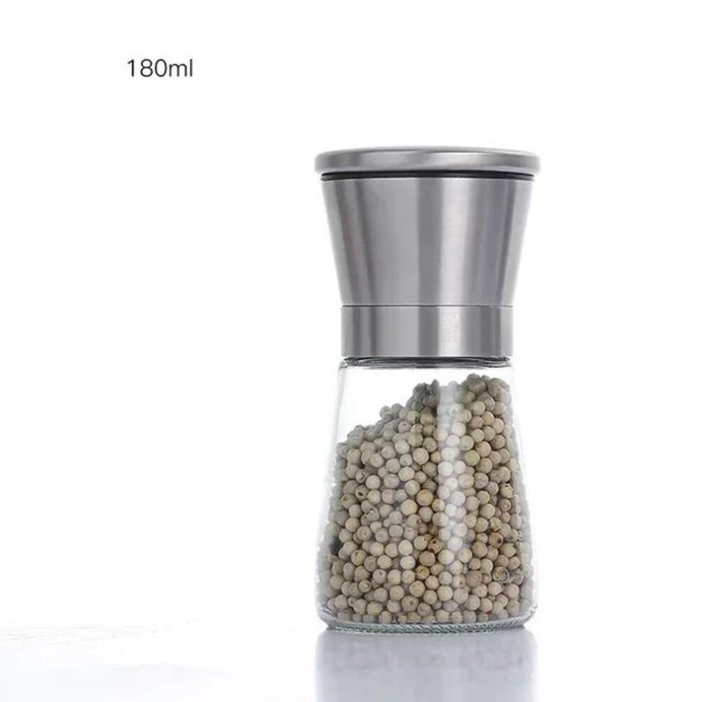 (180ml) 180/200ml Salt And Pepper Shakers Set Stainless Steel Salt Pepper Mill Manual Spice Pepper Grinder Mill Set