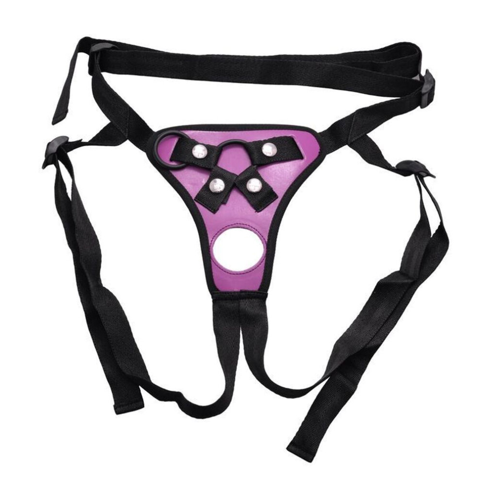 (purple) Strapon Realistic Dildo Pants Harness For Men Pants Strap Ons Double Dildos With Rings Harness Belt
