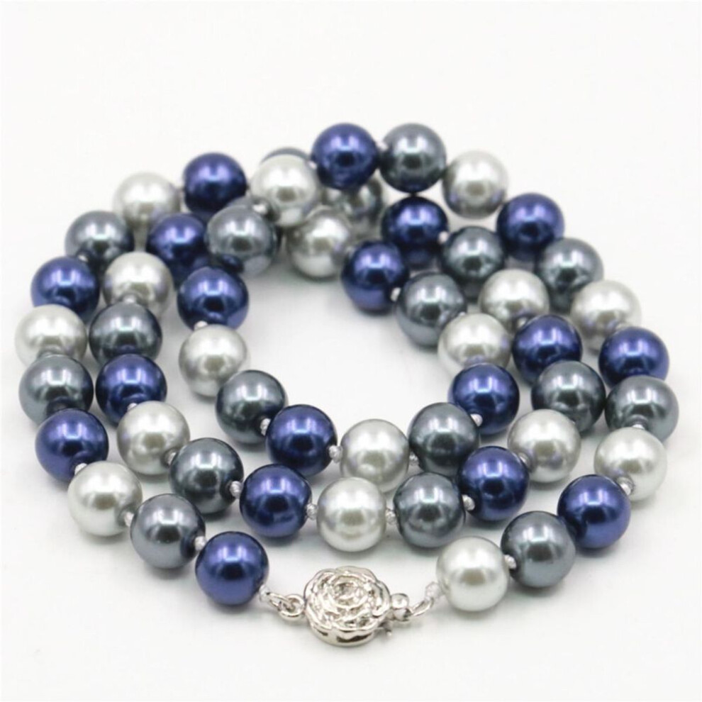 (as the picture, 8mm) Wholesale And Retail Product Beautiful Noble 8mm Mixed Color Ball Shell Pearl Long Necklace Diy Mother&apos;s Day Gifts 18inch Sd339