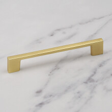 (128mm Handle) Brushed Brass Handle Slim Square Pull