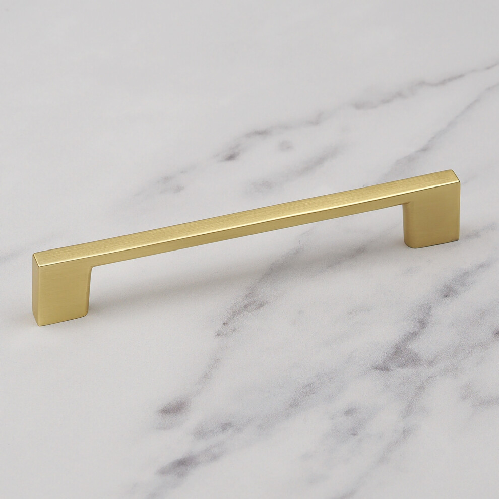 (128mm Handle	) Brushed Brass Handle Slim Square Pull-image-OPC-PDVTXKG-NEW